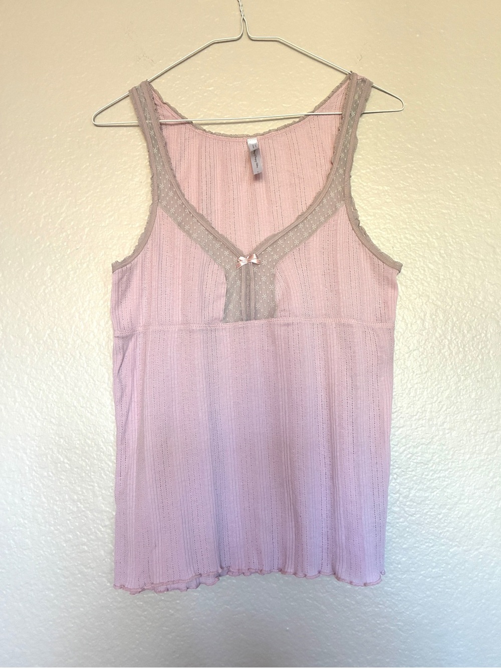 Vintage Old Navy Intimates Babydoll Cami Tank Top Pink Lace-Accent Coquette Y2K - Picture 1 of 8